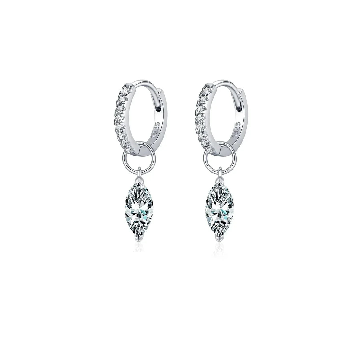 Moissanite 925 Sterling Silver Geometric Hoop Earrings For Women Fine Jewelry
