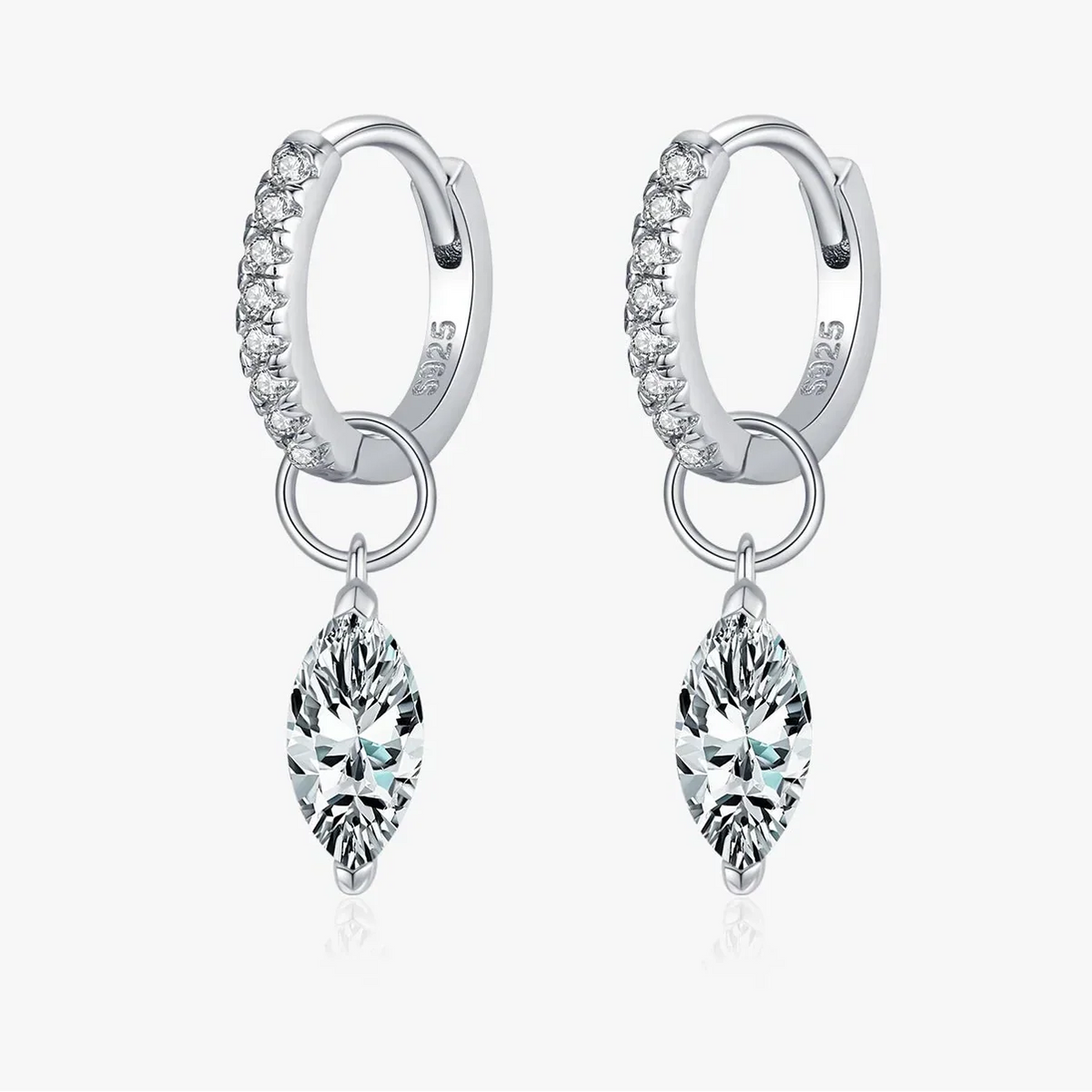 Moissanite 925 Sterling Silver Geometric Hoop Earrings For Women Fine Jewelry
