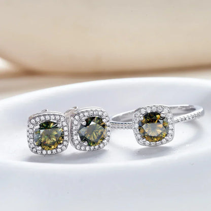 Sterling Silver 3-Piece Moissanite Jewelry Set 1ct Necklace Ring Earrings
